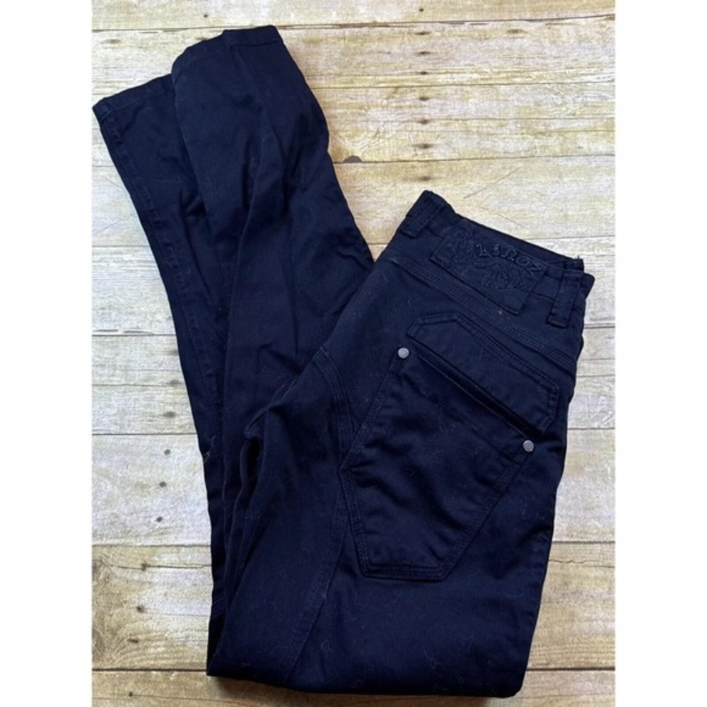 Kingz Biker Jeans All Black Button Fly‎ Skinny Leg Men's Size 31